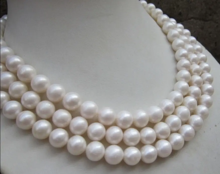 

FREE SHIPPING NATURAL AAA+ 10-11MM PERFECT ROUND SOUTH SEA WHITE PEARL NECKLACE 50" Clasp ^^^@^Noble style Natural Fi