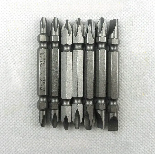 

1 Set 7 Pieces Magnetic Dual Ended Screwdriver Bit Set S2 Steel 1/4" Hex Shank 65mm Long