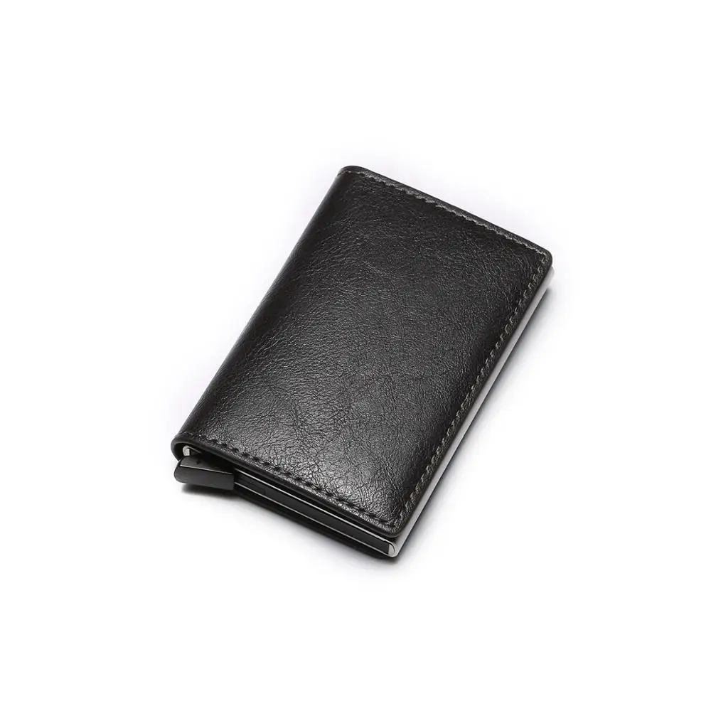 Antitheft Men Vintage Credit Card Holder Blocking Rfid Wallet Leather fashion Security Information Metal Purse Holde wallet card