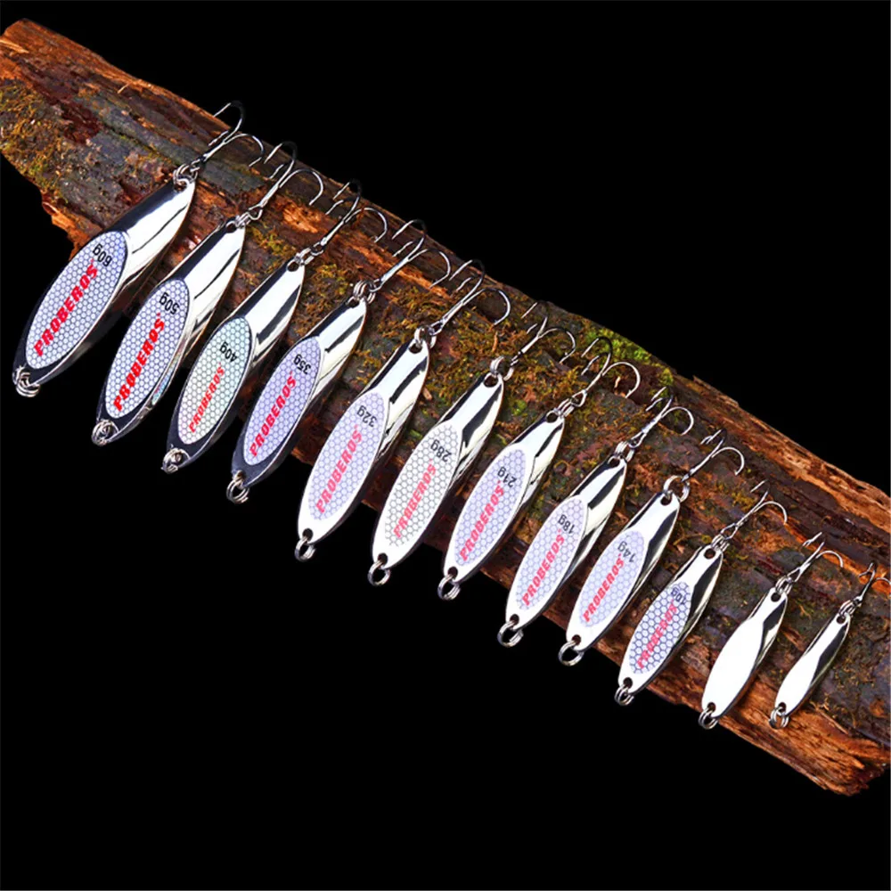 1PCS Fishing Spoon Lure Sliver 3g-40g Metal Hard Bass Carp Baits Silver fishing Spinner Baits Wobbler Treble Hook Fish Lure