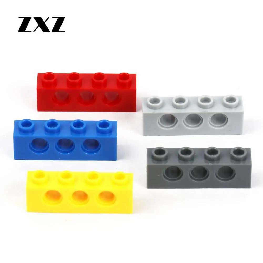 Bulk Technik Parts Thick 1x4 Building Blocks 3 Pin Hole Self-Locking Beam Accessory TOY Compatible Beams 3701 Technical Blocks