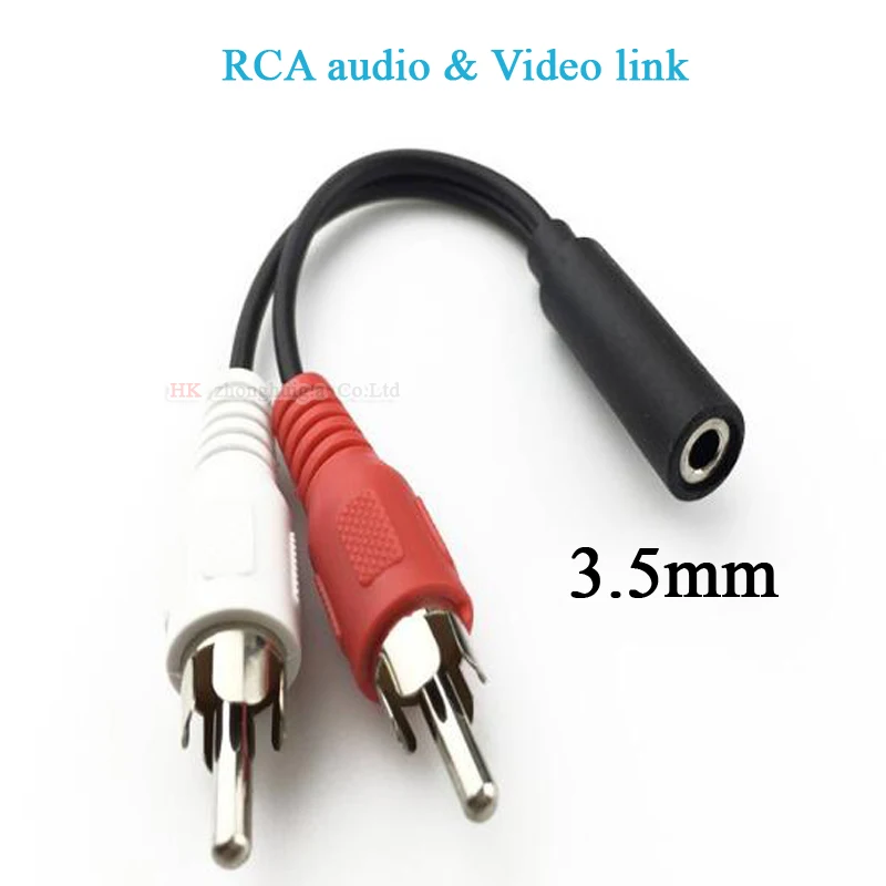 10 Pcs/ Lots 3.5mm Car audio cable 2 RCA cable Male Adapter