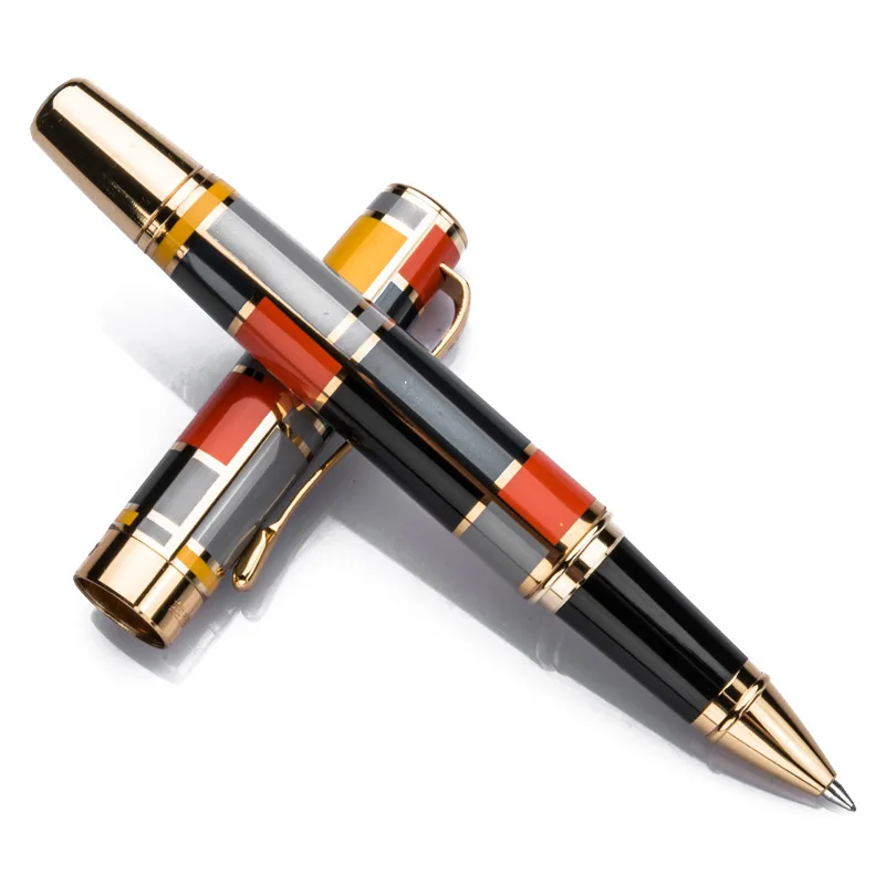 Roller Ball Pen with Golden Trim Fashion Colored Ink Pen with Smooth Refill Great for Gift Graduate Business Office