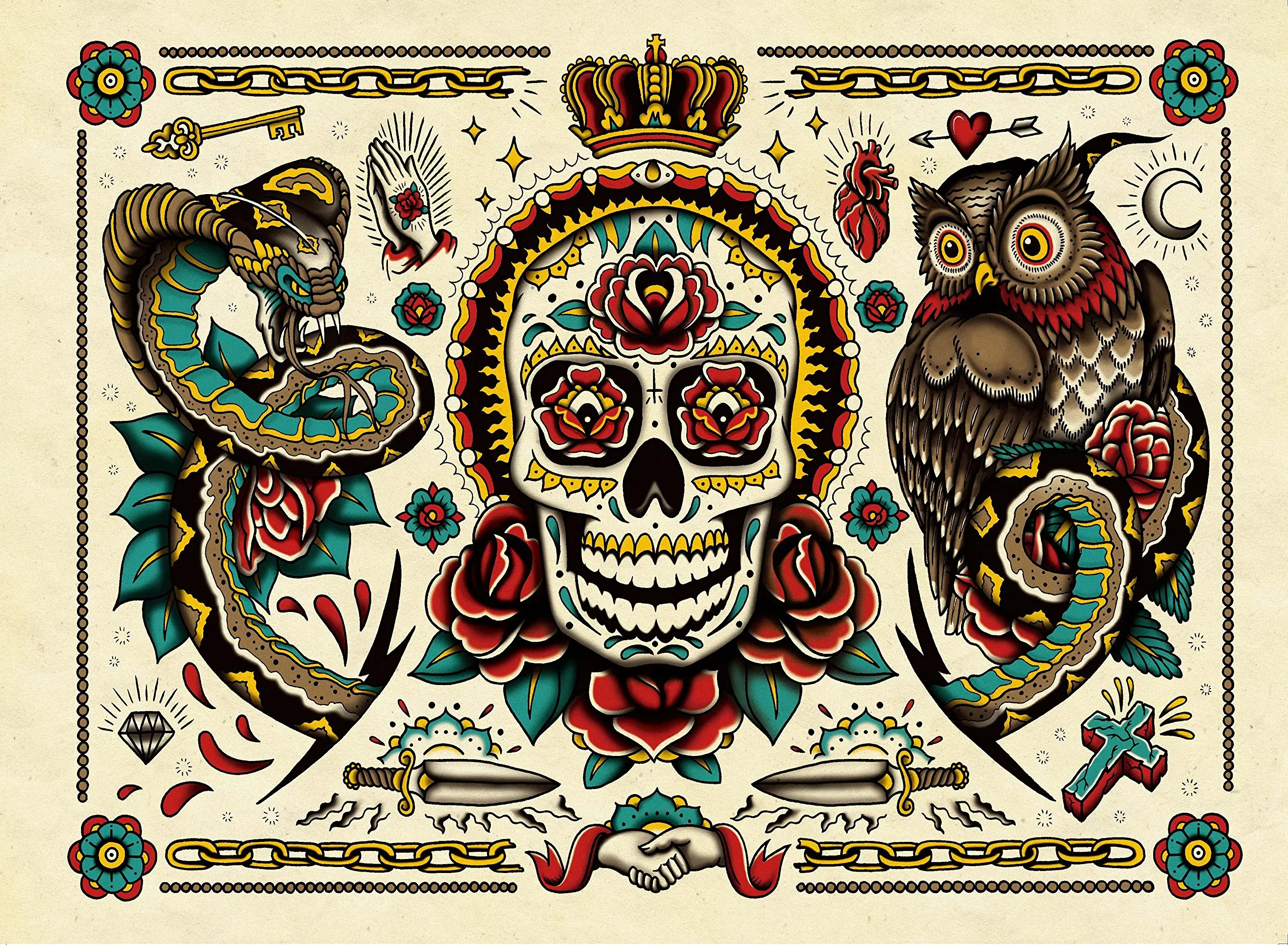 Tattoo Coloring Book for Adults, Color Pen, Lápis Drawing Book, Tattoo Painting Tutorial, Tutorial de estudantes