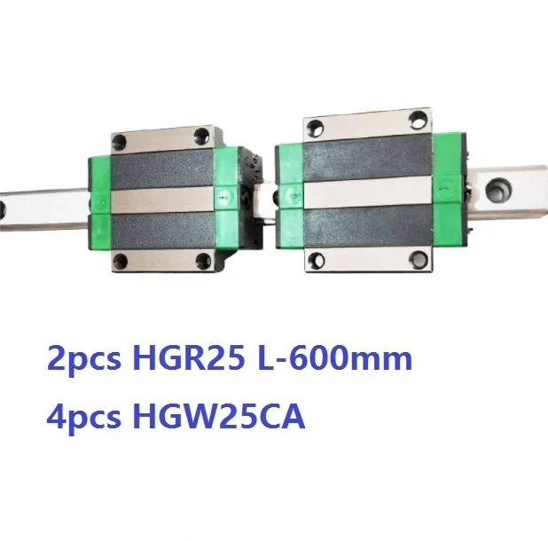 

2pcs China made HGR25 L-600mm linear guide / rail + 4pcs HGW25CA / HGW25 linear blocks carriage flanged CNC