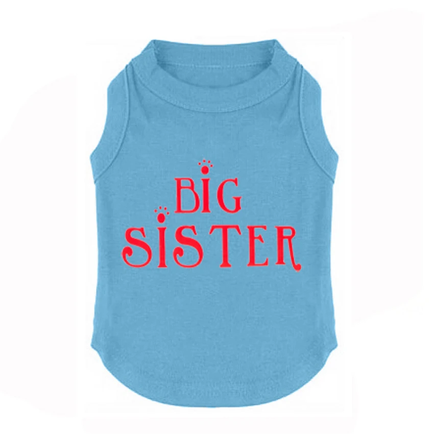 Red BIG SISTER Printed Pet Puppy Clothes Shirts Tee Clothes T Shirts for Small Medium Large