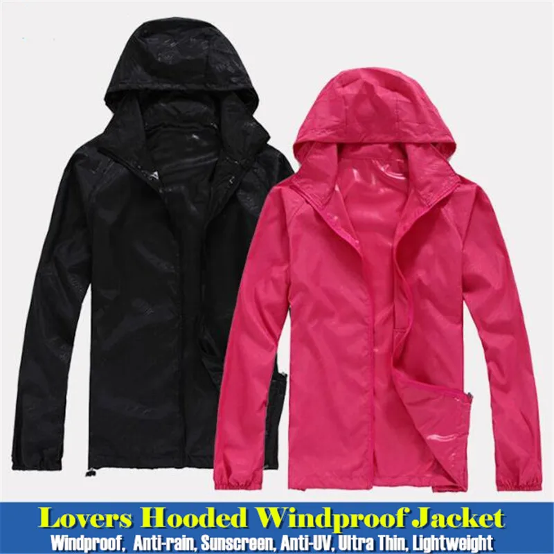 

100pcs Men&Women Lovers Hooded Windproof Jacket Tops Quick-dry Fitness Anti-rain Sunscreen Anti-UV Thin Lightweight Sweatshirts