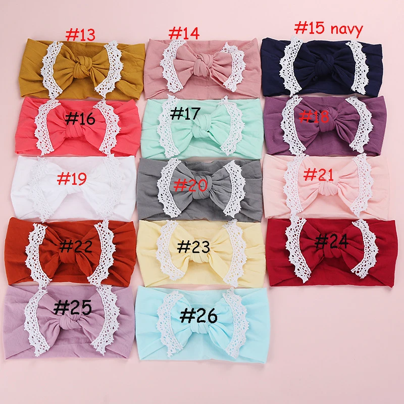 

30PC/lot Hot Selling Kids Handmade Wide Nylon Headbands,Solid Nylon Headband with Lace Trim Children Girl's Hair Accessories