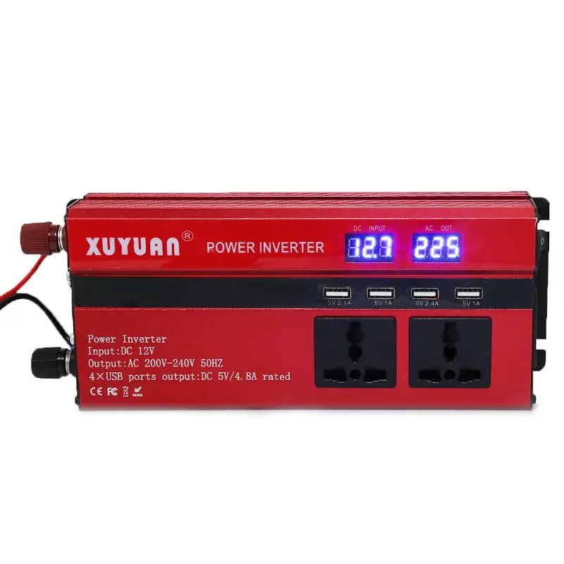 Solar Power Inverter Sine Wavy LED 4 USB DC12 To AC110V/220V Convert