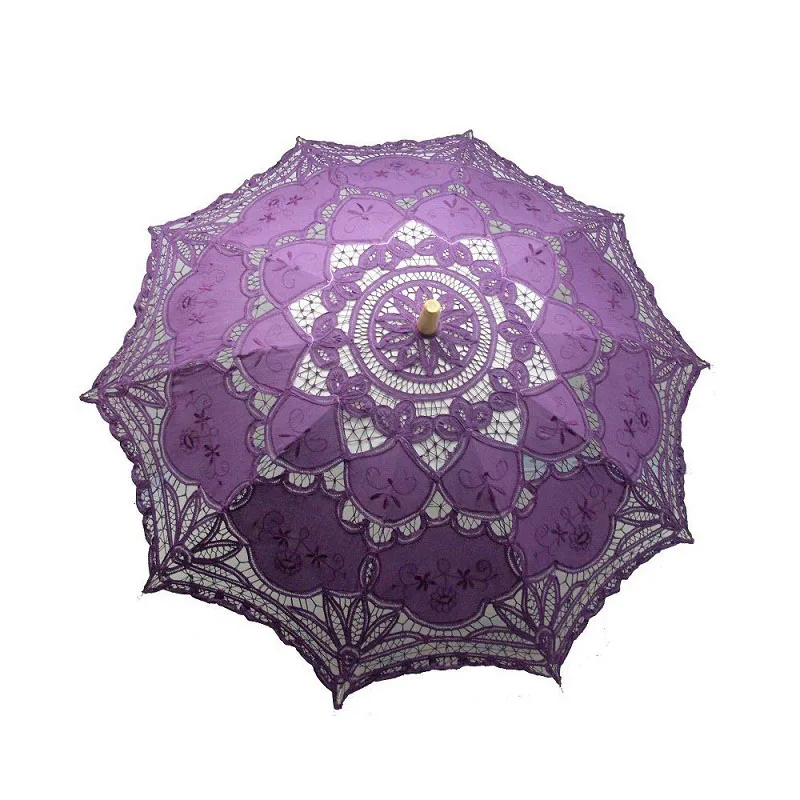 50pcs Vintage Colorful Lace Manual Opening Wedding Favors Umbrella Bridal Parasol  For Wedding Bridal Shower Umbrella ZA0954