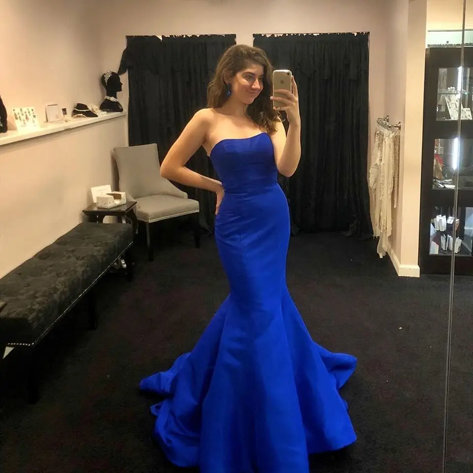 Simple Mermaid Prom Dress 2k19 under 100 Strapless Neckline Long Pageant Gowns for Lady Made-to-Order Formal Event Party Dress