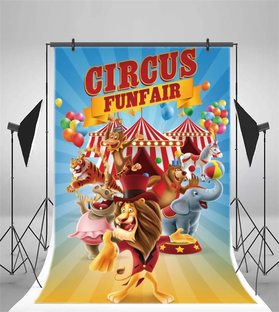 Laeacco Cartoon Cruise Circus Funfair Baby Party Photographic Backdrops Customized Photography Background For Photo Studio