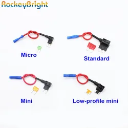 Rockeybright 5A 10A 30A Blade Fuse Boxes Holder Add A Circuit Standard Mini Micro Car Piggy Back Fuses Tap Dual Circuit Adapter