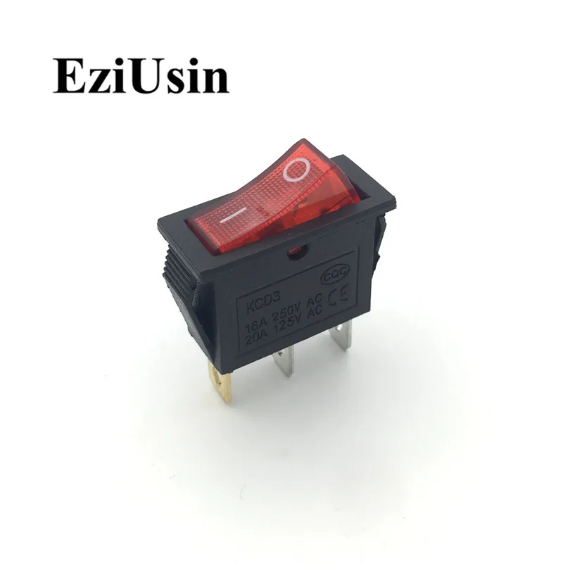 1pcs On-Off KCD3-101N 3Pin Green Red Light Boat Car Rocker Switch 16A 250V 20A 125V AC Button KCD3 KCD8-211N