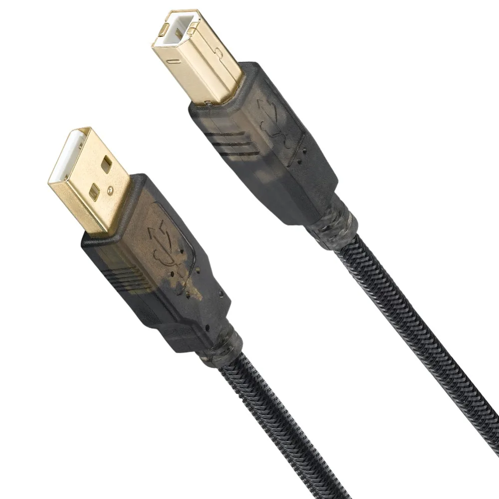 Bochara Nylon Braided USB 2.0 Printer Cable Type A to Type B M/M Foil+Braided Shielded Gold Plated 1.8m 3m 5m 7.5m