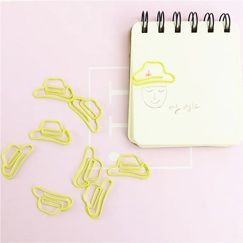 TUTU 9pcs / Lot Modeling hat Paper Clips Metal Material hat emo Clips H0051