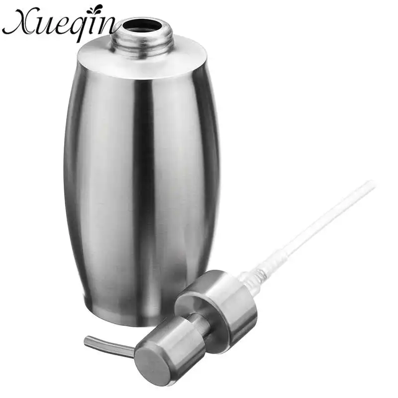 Xueqin 375ML Sink Hand Liquid Detergent Lotion Bottle Container Stainless Steel Bathroom Hand Pump Liquid Soap Dispenser