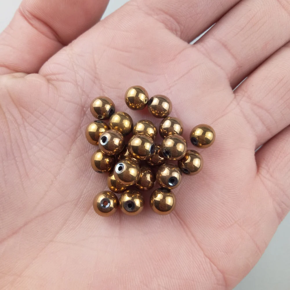WLYeeS Copper Color Beads Round Plating Hematite Natural Stone 2 3 4 8 10mm Loose Beads Jewelry Bracelet Making Accessories DIY