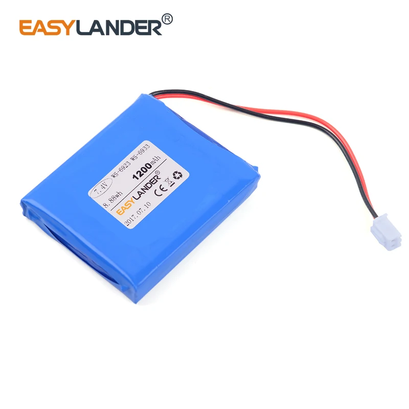 High capacity 7.4V 1200mAh  Li polymer Li ion battery For satlink WS-6933 WS-6923 WS6923 WS6933 satellite finder