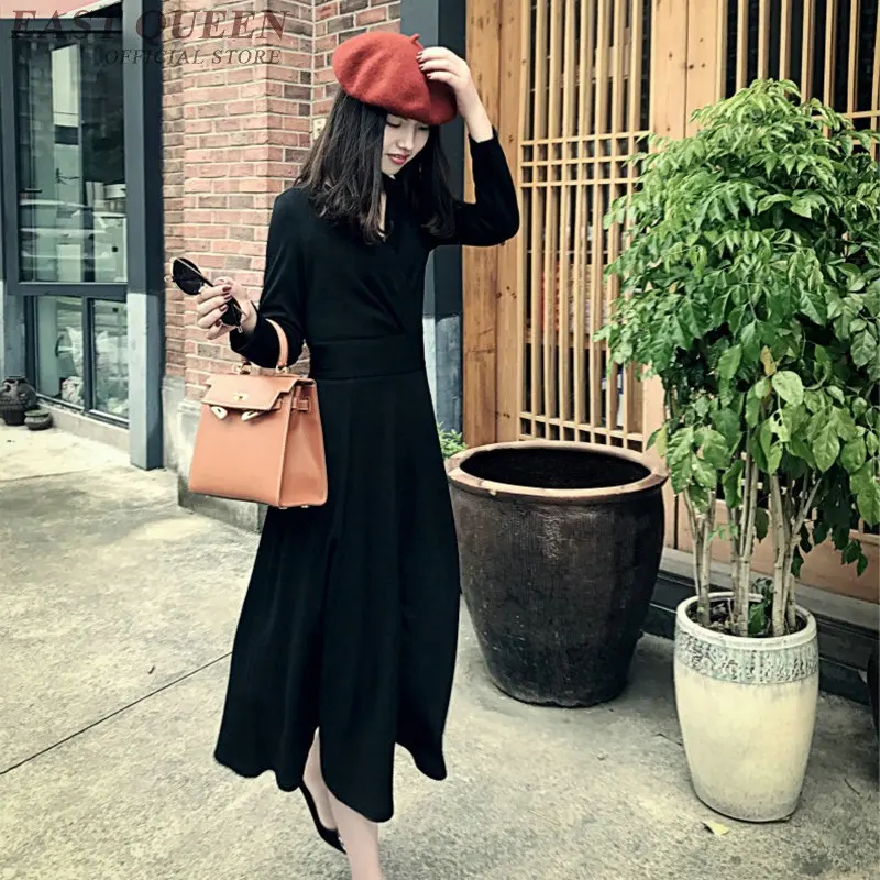 Fashion solid dress women long sleeve autumn sweater dresses sexy tunic bodycon v-neck elegant female cotton dress DD356  F