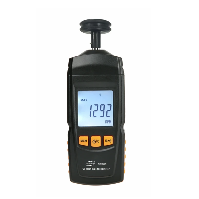 Digital Contact Tachometer Rotate Speed Linear Velocity Motor Frequency Meter 0.5~19999RPM Value Data Hold LCD Speedometer Tip