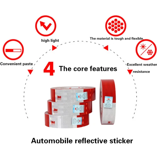 Imagen 2 del producto Pegatinas reflectantes para coche, tira de advertencia para camión, suministros de seguridad para conducción nocturna, pegatina reflectante roja y blanca para automóvil
