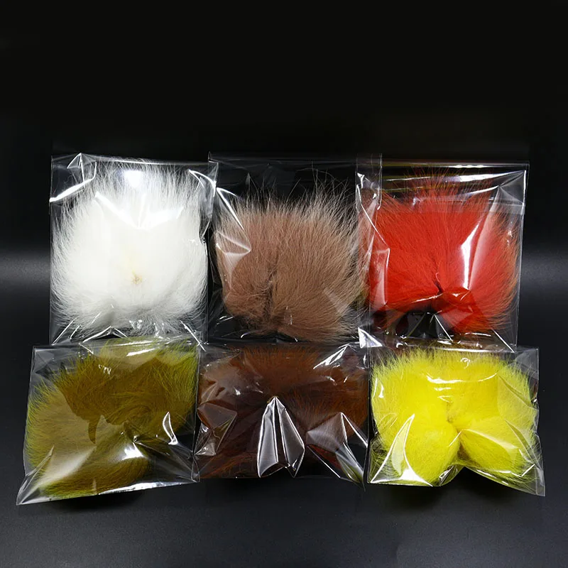 6 optional dyed colors fly tying Fox Tail Hair Arctic Fox polar tail pieces Hobby Craft Fish hairwing pattern fly tying material