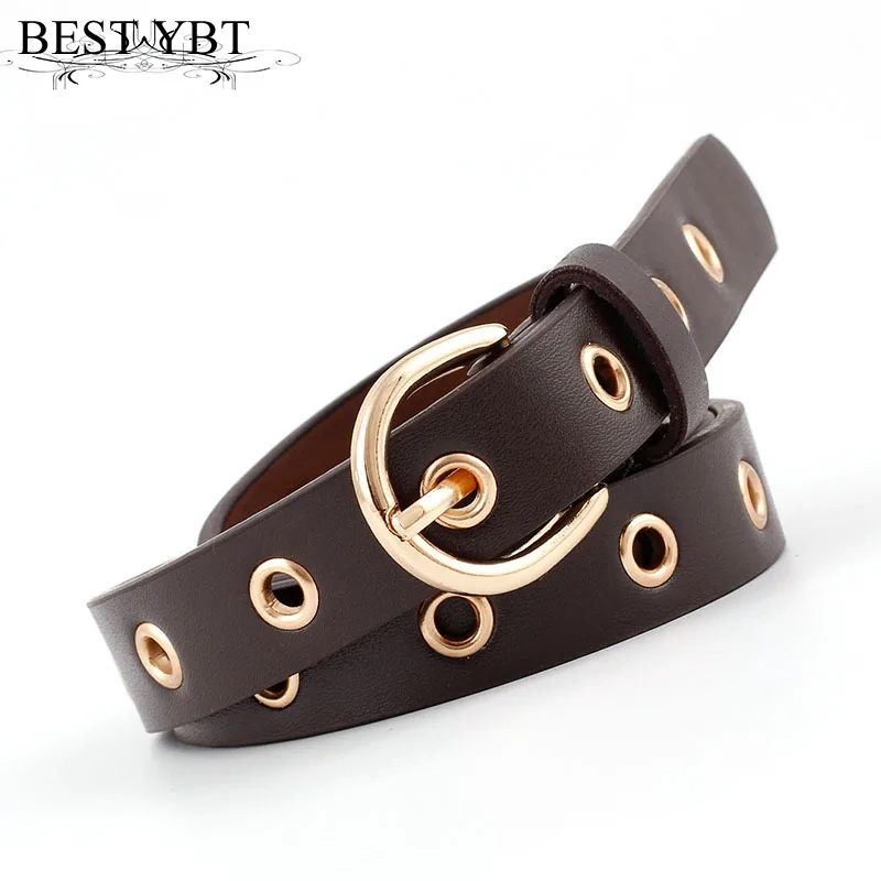 Best YBT Women Belt Imitation Leather Alloy Pin Buckle Belt Jeans Fashion Decorative Air Eye Creative Style New Women Belt