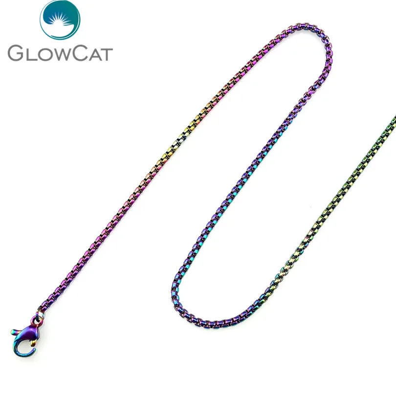 5pcs/lot More Choice More Style Rainbow Color Stainless Steel Chain Necklace Link Jewelry Making