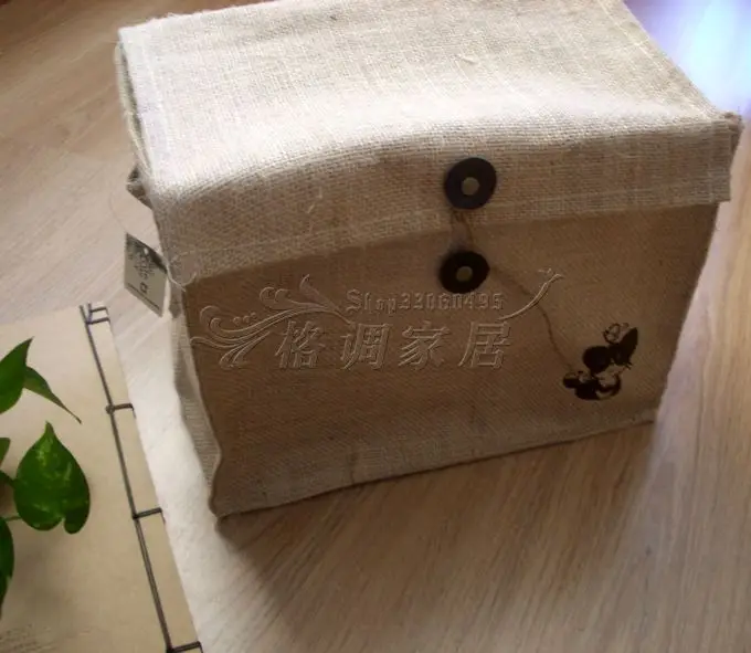 Natural environment outside the single primary folded burlap covered storage box creative household Specials