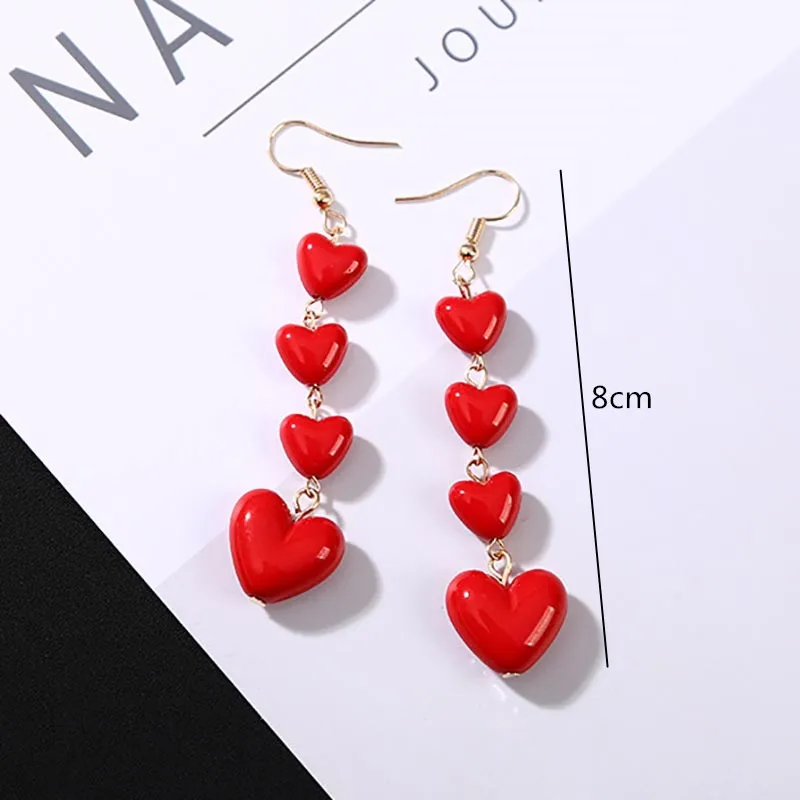 Korean Fashion Temperament Heart Long Tassel Drop Earrings Sweet Simple Multi Love Dangle Brincos Jewelry Gift Wholesale EB184