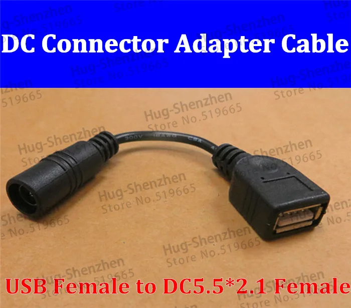 

NEW product 5pcs 5.5 * 2.1 mm DC female to USB female power adapter \ USB charging cord line