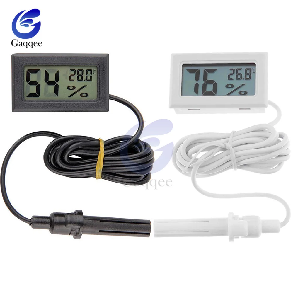 Mini LCD Digital Thermometer Hygrometer Temperature Indoor Convenient Temperature Sensor Humidity Meter Gauge Instruments Cable