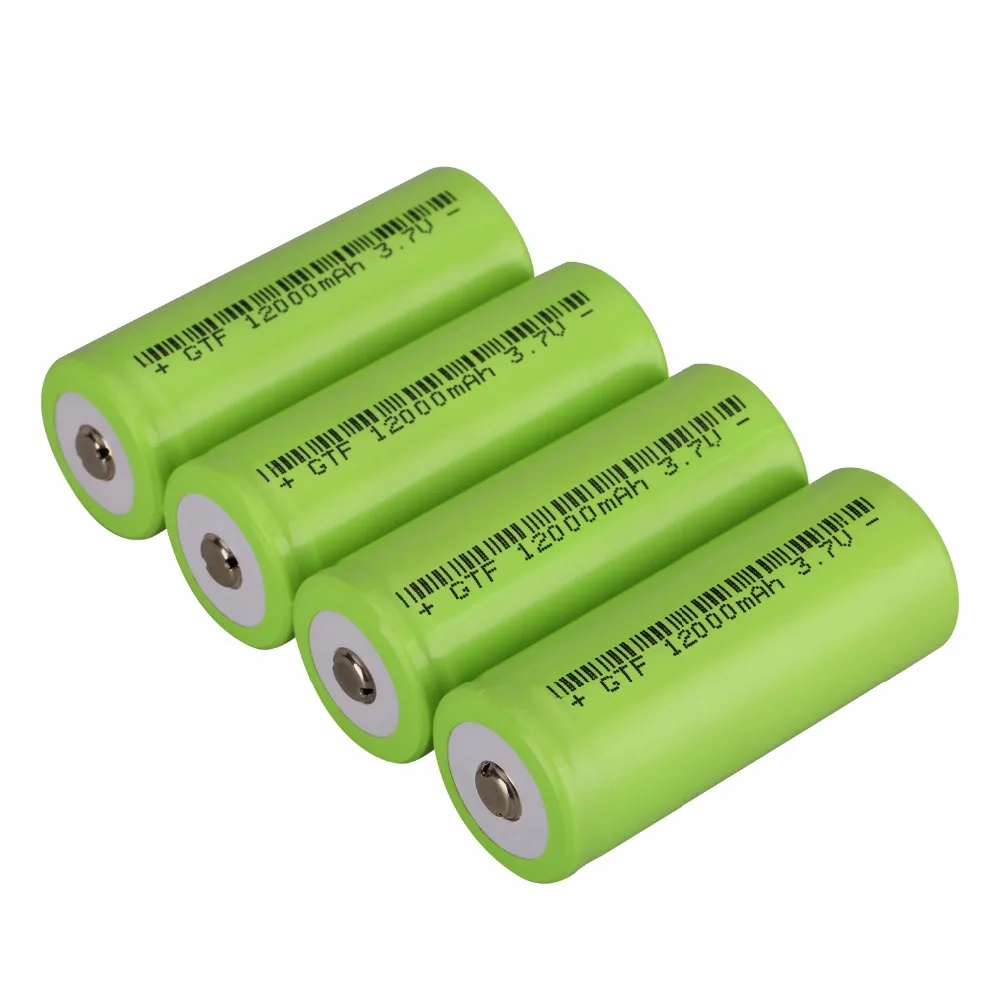 GTF 4pcs 26650 Battery 3.7V 12000mAh Rechargeable Li-ion Battery for Flashlight electrical tools replace Li-ion Batteries