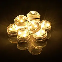 10pcs/lot 3smds Remote Controlled Submersible Led Tealight Candle Lamp Waterproof Wedding/Xmas/Valentine Table Decor-Warm White