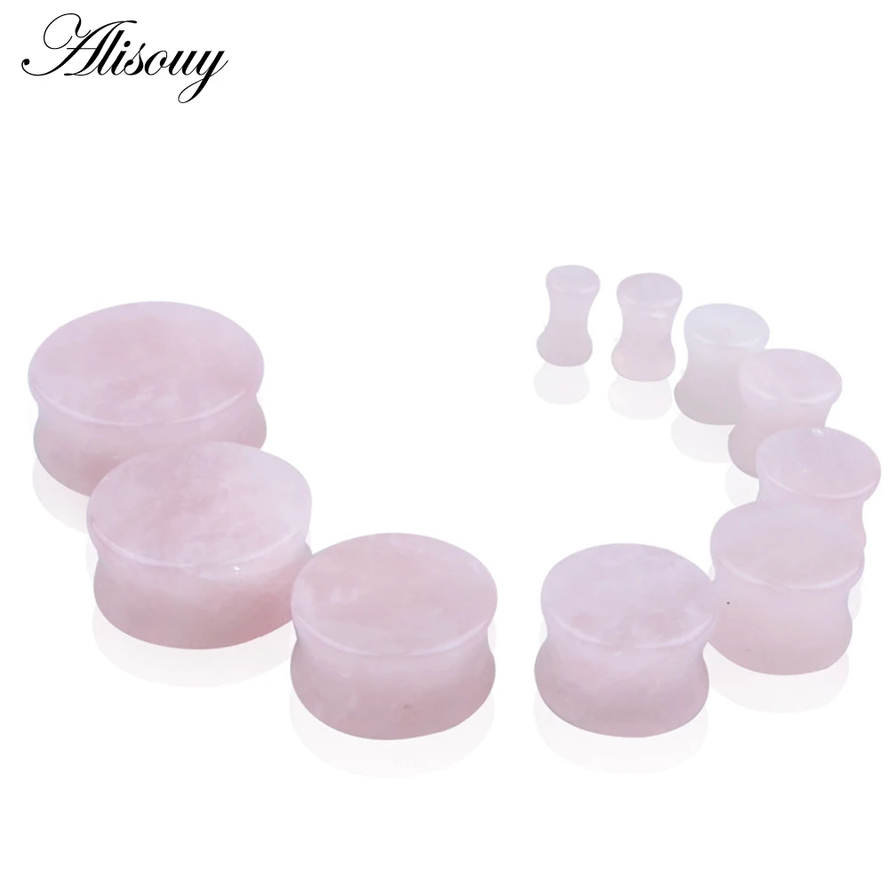 Alisouy 1 Pair Round Stone Ear Plug Fashion Cute Expander Extension Tunnels Piercing Jewelry Body Jewelry Gauges 5mm-25mm