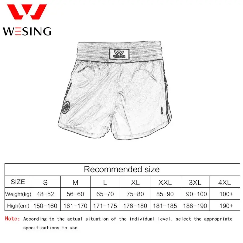 Wesing Adults Children Sanda Training Shorts Muay Thai Pants Clothing Boxing Shorts MMA Match Large Size 4XL