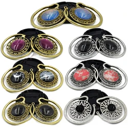 Showlove-2Pcs Solid Brass Stone Banded Ear Weights Hoop Earring Ear Gauge Expander Plugs Body Piercing Jewelry Tribal New Style