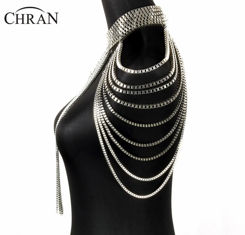 Chran 2 Color Women Exaggerated Beach Bikini Full Bra Chain Shoulder Necklace Tassel Jewelry Wholesale