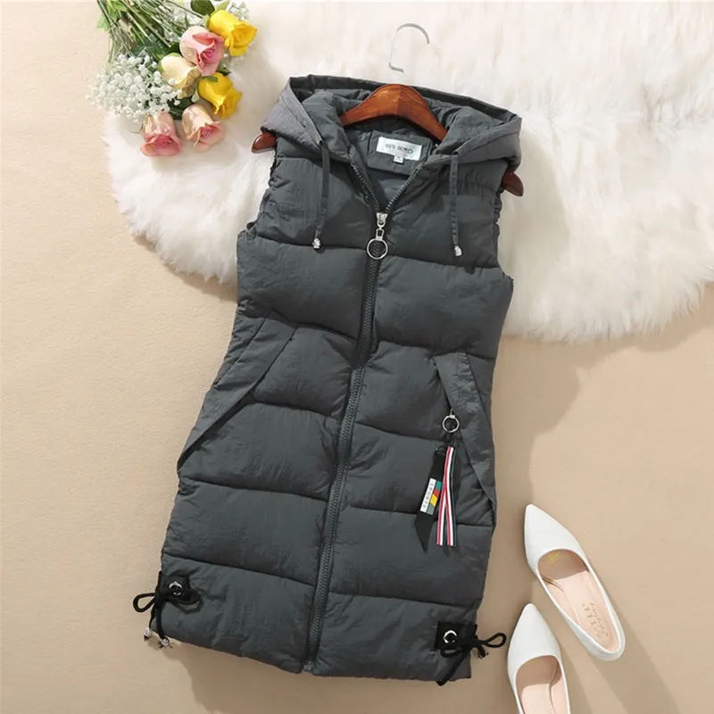 UHYTGF 3XL gilet allentato donna piumino inverno Outewear gilet senza maniche donna autunno piumino in cotone con cappuccio gilet caldo 890