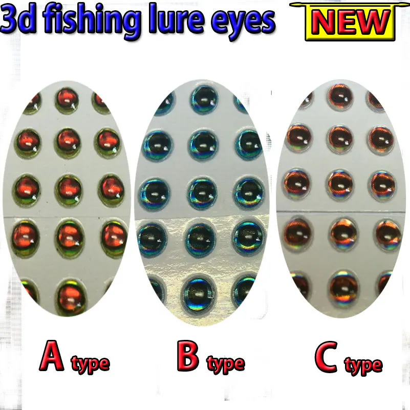 2022NEW fishing 3d lure eyes  A 200pcs +B 200pcs +C 200pcs 3MM--6MM total :600pcs/lot fly eyes