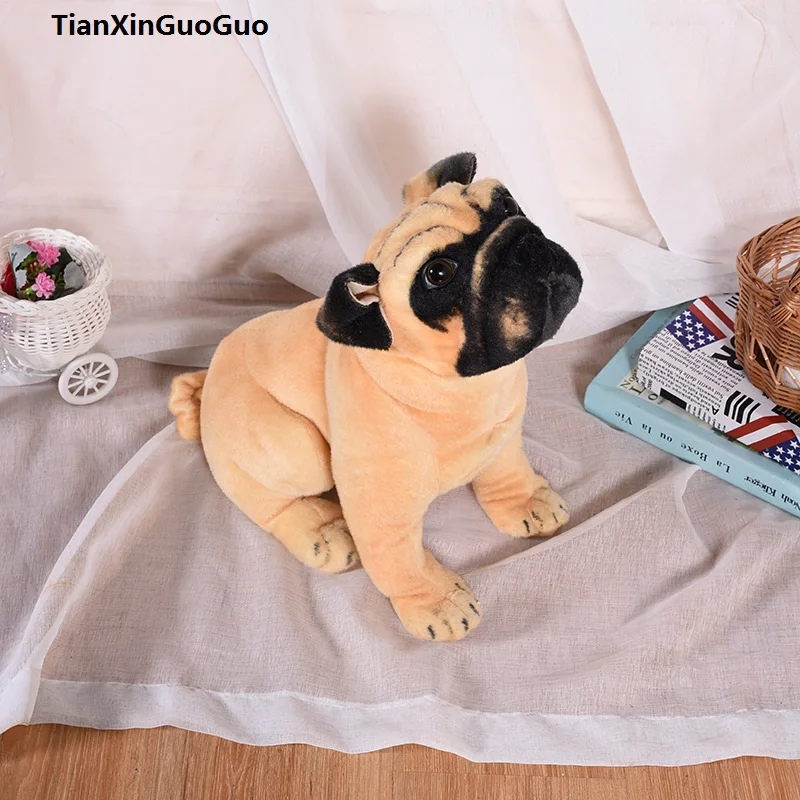 

simulation pekingese dog plush toy large 35cm squatting pug soft doll birthday gift h2325