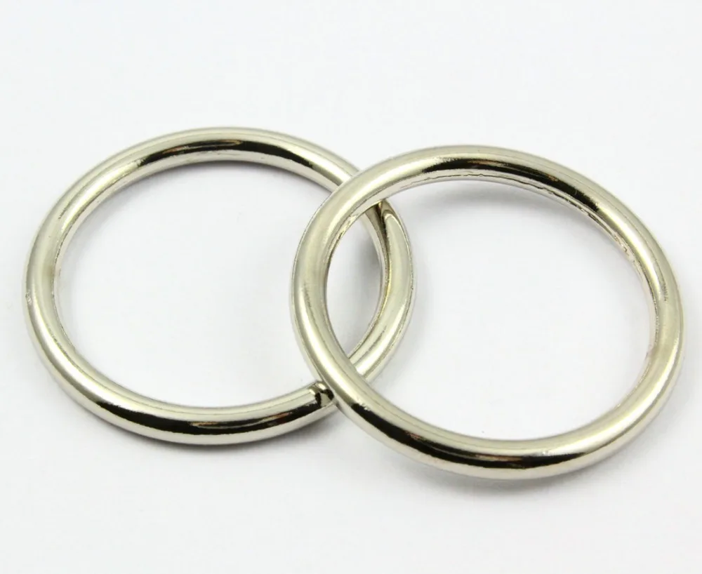 

50 Pieces 30mm Nickel Color Welded Metal O Ring Purse Bag O Ring