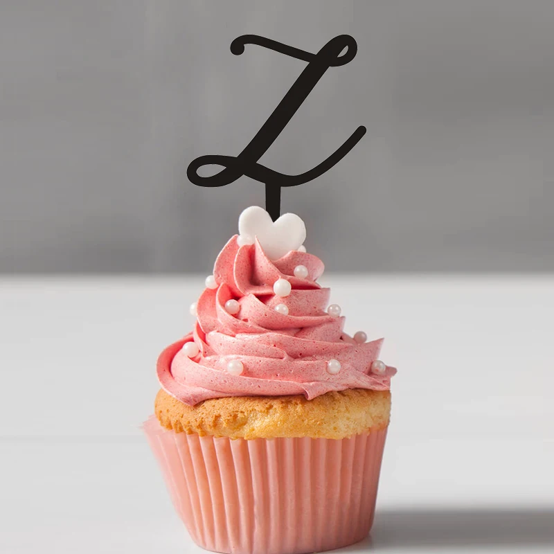 Personalized Birthday Cupcake Toppers Any Letter Wedding Initial Cake Centerpiece Baby Party Picks Monogram Custom Decorations