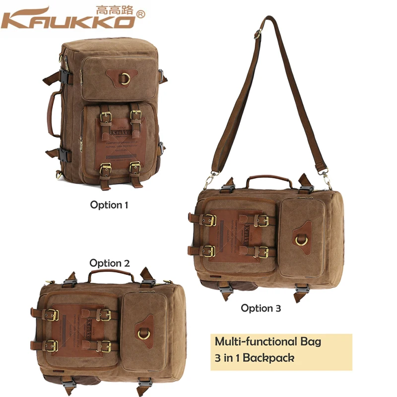 

KAUKKO 3 in 1 Canvas Backpack Tactical Tool Gears Backpack Anti-scratch Military Knapsack Rucksack Travel Bag laptop backpacks