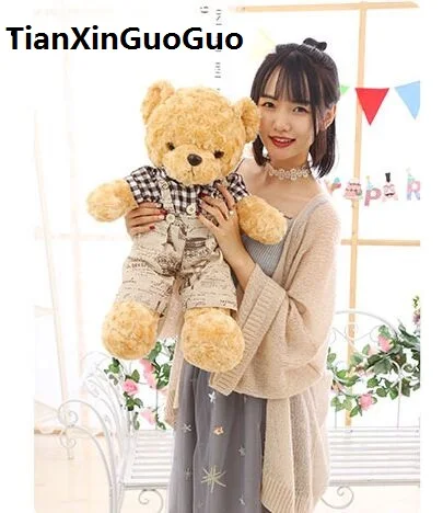 

new arrival cartoon teddy bear plush toy lovely dressed cloth bear large 60cm soft doll throw pillow birthday gift b0744