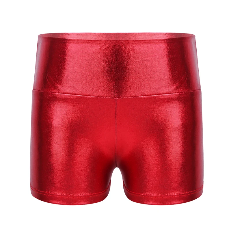 Le nuove Ragazze di Balletto di Ballo di Shorts Metallico Lucido A Vita Alta Teenager Bambini di Ballo del Tutu Shorts Gonne e Pantaloni Body Ginnastica Ballerina Shorts