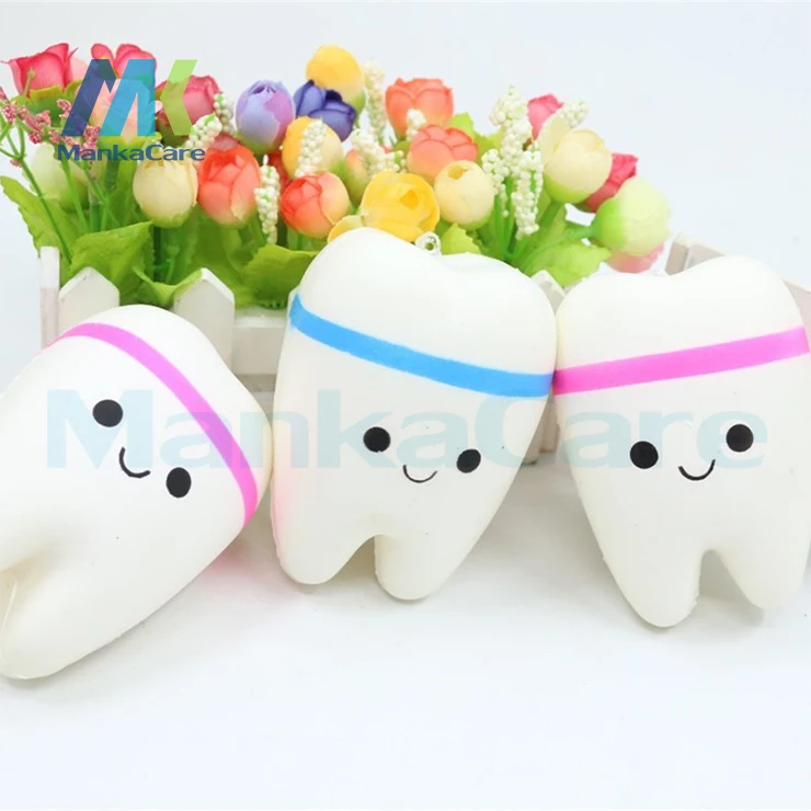 2 pcs New Kawaii Squishy Cute Teeth Stay Puft Reduce Pressure Stress Relief Kids Squeeze Toy Dental Gift For Children