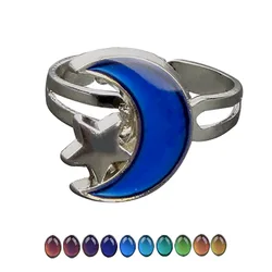 JUCHAO Mood Rings for Women Star Moon Ring Temperature Control Color Change Ring Girl Jewelry