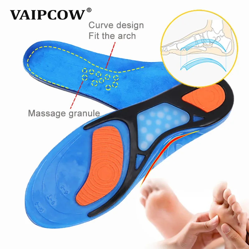 

Sport Running Silicone Gel Insoles For Feet Man Women Massaging Shock Absorption Orthopedic Soles Relieve Heel Spur Pain Pad